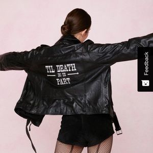 NastyGal Til Death Do Us Part Bridal Real Leather Jacket LIKE NEW